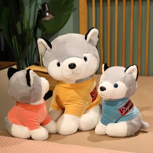 1pc 25/35/50cm Kawaii Lovely Husky Plush Toys Cute Sitting Animal Dog with Clothes Dolls Stuffed Soft Toy Gift for Children Girl