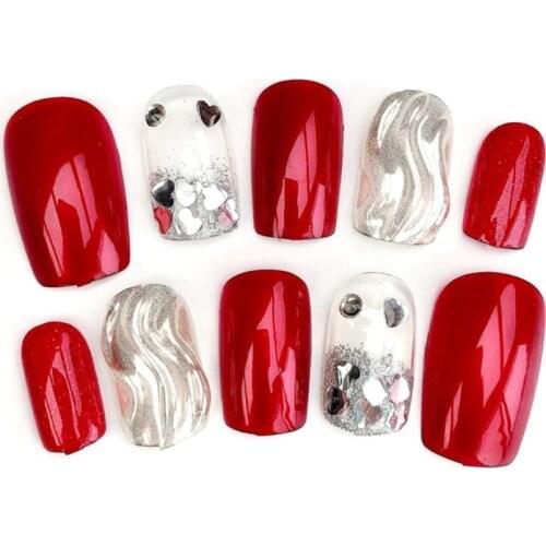 Fashion 24pcs/set Phototherapy Nails Acrylic Fake Fingernails Ins Wave False Nails Simple Middle-long Size Lady Shell Full