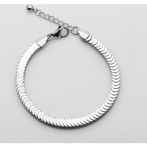 5MM Mens Bracelet Good Quality Snake Flat Chain Bracelet Bangle for Women Authentic Charm Jewelry Pulseira Gift 21/21/23CM
