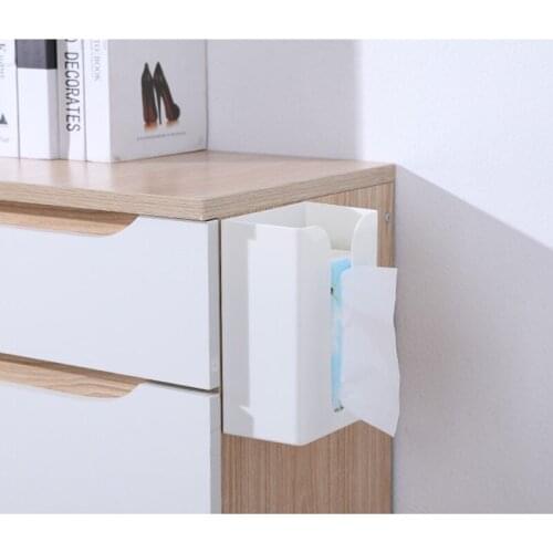 1 New Wall-mounted Self-adhesive Tissue Box Napkin Holder Plastic Garbage Bag Dispenser Storage Rack Car Hanging Storage Box