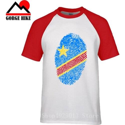 New Democratic Republic of the Congo Fingerprin Flag T shirt Cotton T-shirts Democratic Republic of the Congo National Flag Tee