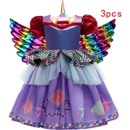 Girl dress Halloween Christmas cartoon print puff sleeve mesh princess dress stage catwalk costumes for kids wedding party dress
