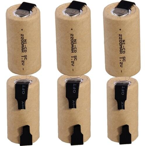 Real capacity ! 60 pieces SC battery 1.2V NICD 2200mah batteries for electric drills power tools COLOR RANDOM