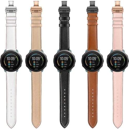 High quality Genuine Leather Strap For SUUNTO 3 FITNESS Band WristStrap Correa Bracelet Butterfly buckle Watchband 20MM