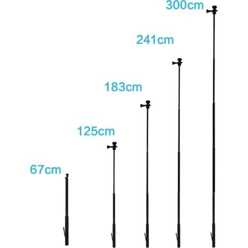 118inch Long Handheld Selfie Stick Extendable Pole Monopod for GoPro Hero 8 7 6 5 4 Xiaomi YI 4K SJCAM Eken Action Camera Tripod