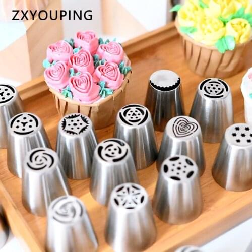 Stainless Steel Russian Nozzles Pastry Tips Nozzles Bag Silicone Cream Cupcake Cake Decorating Tools Tulip Icing Piping