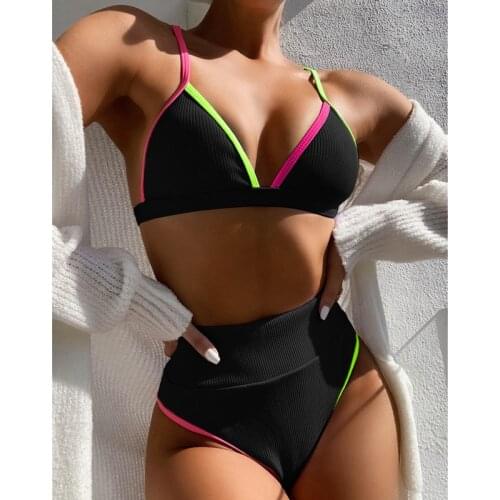 High Waist Triangle Push Up Bikini Women 2021 New 2 Piece Set Swimsuit Summer Beach Wear Split Swimwear Swim Sexy Bathing Suits
