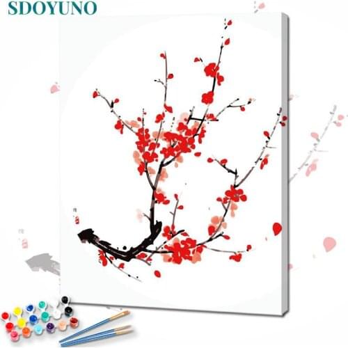 SDOYUNO Painting By Numbers Flowers 60x75cm Landscape Paint By Numbers On Canvas Scenery Watercolor By Numbers Home Decor