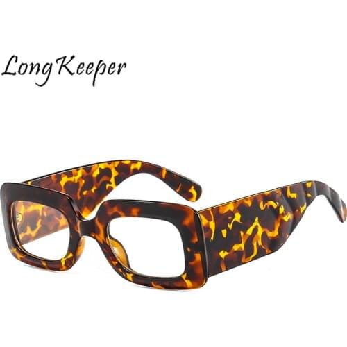 LongKeeper Trend 2021 Rectangle Sunglasses Women Leopard Vintage Sun Glasses Retro Classic Square Eyeglasses Lentes De Sol Mujer