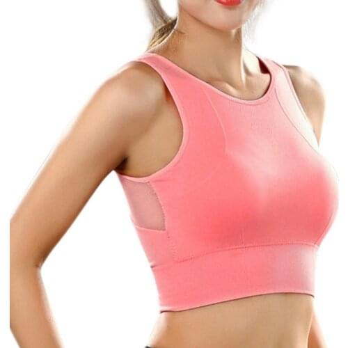 Sports Bra Mesh Stitching Yoga Underwear Shakeproof Quick Dry Fitness Padded Gym Wire Free Push Up Running Top
