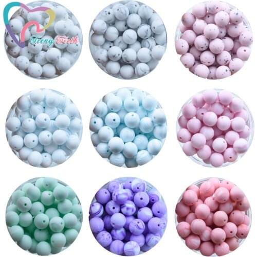Teeny Teeth 20 PCS Silicone Round Dia 15MM Beads,Silicone Marble Gritty Colors Round Loose Beads,15 MM Round Marble Colors Beads
