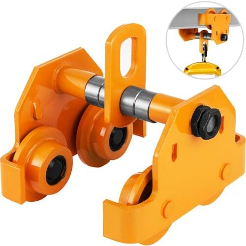VEVOR 0.5T-3T Capacity Push Beam Trolley For Heavy Duty Dual Wheels Garage Hoist Manual Plain for Straight Curved I Beam Flange