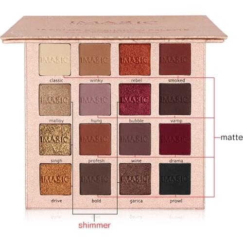16 Color Eyeshadow Palette 6 Shimmer 10 Matte Smoky Eye Shadows Highly Pigmented Waterproof Eye Makeup Mirror Kit