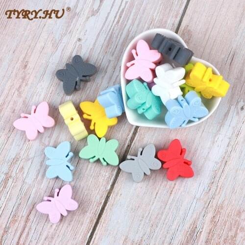TYRY.HU 5PC Butterfly Silicone Beads Baby Teething Necklace DIY Making Animal BPA Free Silicone Beads Baby Teether Accessories