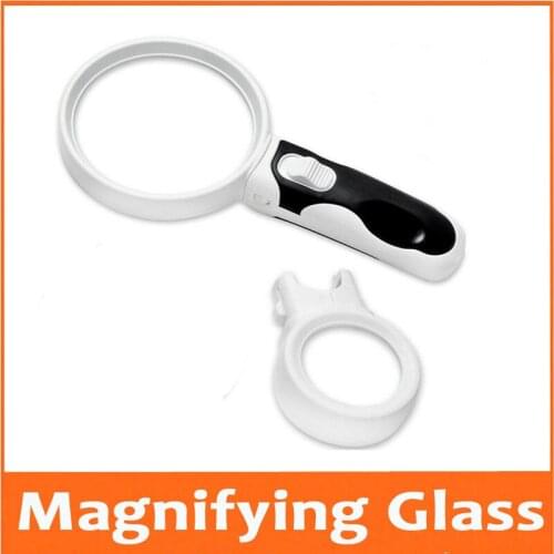 5X 10X 2pcs Lenses LED Illluminated Magnifier Handheld Educational Gift Toy Reading Glasses Old Man Reading Magnifying Glass