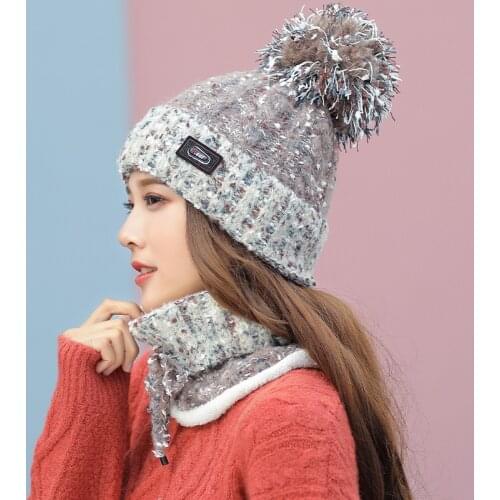 Womens Knitted Hat Scarf Caps Neck Warmer Winter Hats For Men Women Skullies Beanies Warm Fleece Cap