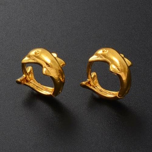 Small Size 1.3CM / Gold Color Dolphin Stud Earrings Women/Girl Fashion Jewelry Gifts