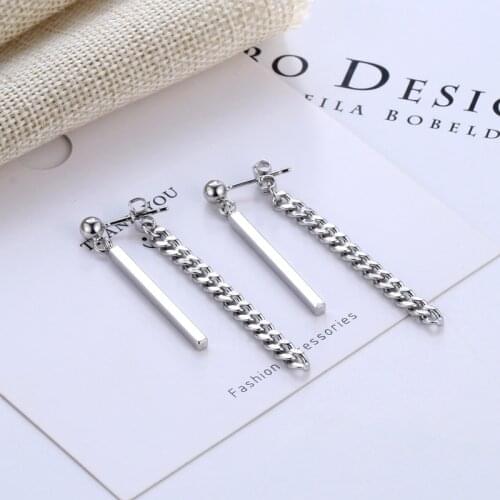 A Girl' Minimalist Link Chain Drop Earrings For Women Gift Korean Jewelry Bar Hanging Dangle Earring Brincos