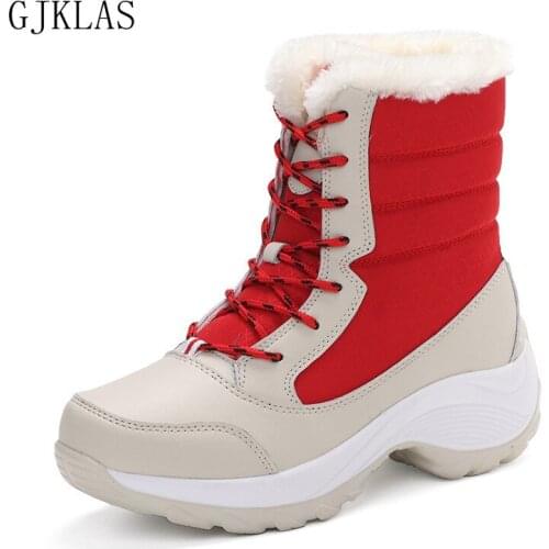 Snow Boots Large Size Women Shoes Plattforms Warm Winter Shoes Women Ankle Boots High Top Chunky Boots for WomAn Fashion Comfy