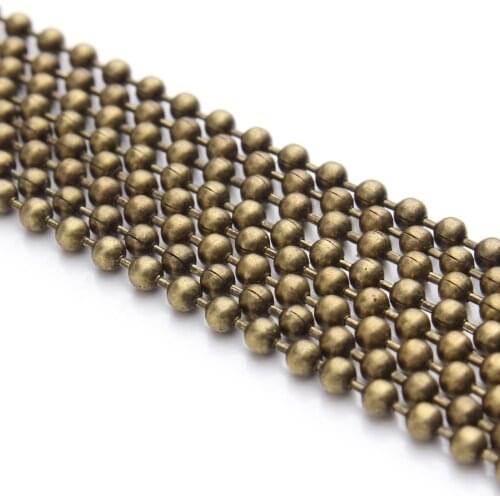 10meter/lot 1.2/1.5/2.0/2.4/3.2mm Antique Bronze Ball Chain Necklace Bulk for DIY Necklaces & Bracelets Jewelry Making Fingdings