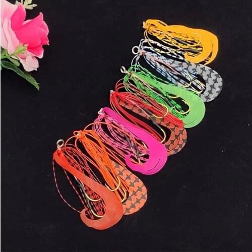 10pcs Silicone Skirt Jig Replacement with hook Slider Rig Spare Hooks sliding kabura style lures hook 13# 7 colors
