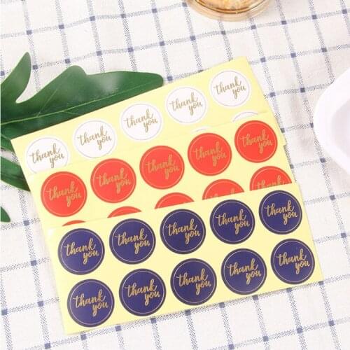 100pcs/lot Kawaii Round color hot stamping red blue white Thank you Self-Adhesive Decorative Stickers Sealing Sticker DIY Gift