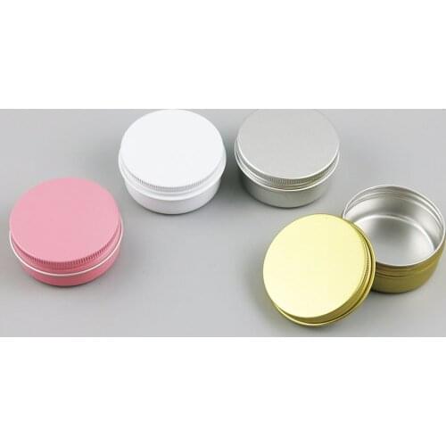 30pcs 50G metal face cream jar small candy jar pink white gold silver aluminum Cosmetic packaging container 50ml
