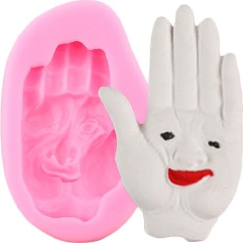3D Cartoon Hand Face Fondant Silicone Mold Candy Polymer Clay Mould Cake Decorating Tools Chocolate Gumpaste Moulds