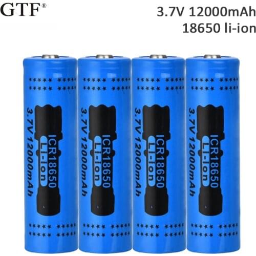 4pcs 3.7V 12000mah 18650 Li-ion Battery rechargeable battery 18650 battery For RC Toy shaver LED light powerbank remote control