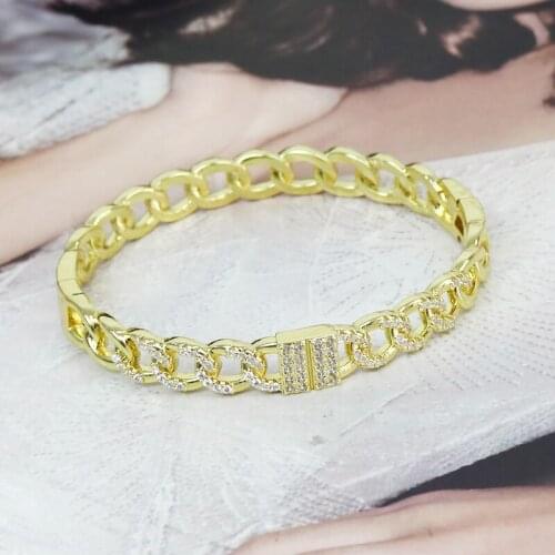 5 Pcs New design Zircon Metal Bangle Gold color zircon Jewelry charms Bracelet Gold color Women bangle 51418