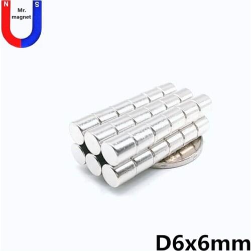 50pcs 6 x 6 mm Super Strong Powerful 6x6 mm Round Magnet Rare Earth Permanent Neodymium Magnets N35 6*6mm