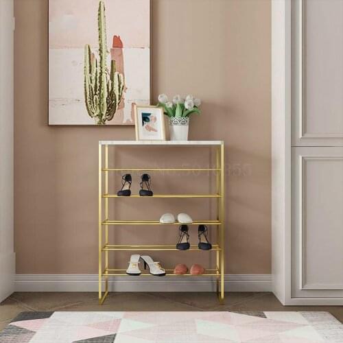 599 Designer Nordic wrought iron shoe rack multi-layer simple household door storage rack space modern modern minimalist gold