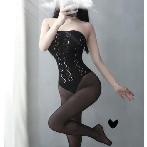 8 Styles Sexy Bodystocking Teddies Silk Bodysuit Women Pantyhose Open Crotch Babydoll Lingerie Bodysuits Porn Sleepwear Black