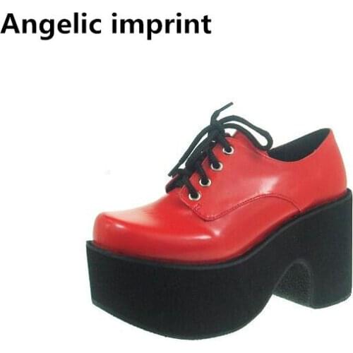 Angelic imprint fashion woman mori girl lolita cosplay punk shoes lady high heels Pumps women princess dress party shoes 33-47