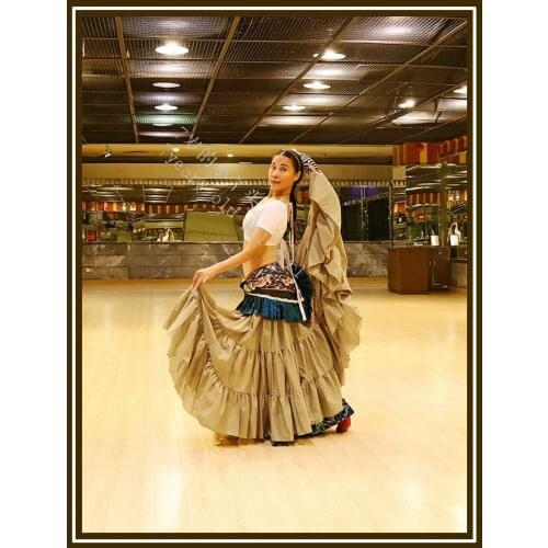 Cotton 4Tiered 18Yards Ats Gypsy Tribal Belly Dance Skirt EH77