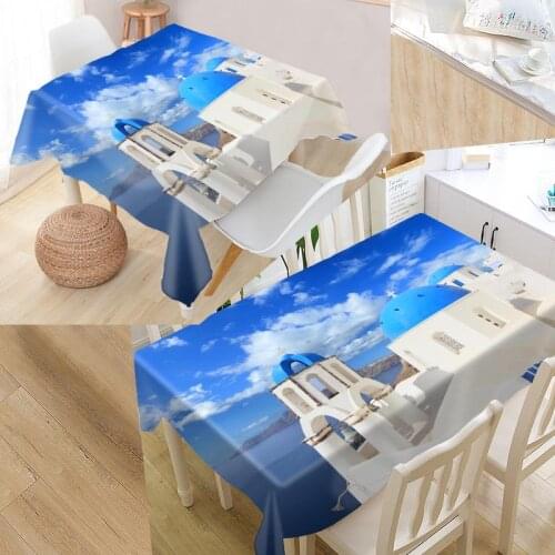 Greece Custom Table Cloth Oxford Fabric Rectangular Waterproof Oilproof Table Cover Family Party Tablecloth