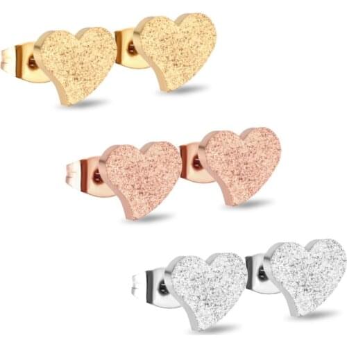 LUXUKISSKIDS 3pairs/lot Heart Earring Sets For Women Stainless Steel Scrub Stud Earrings Fashion Jewelry pendientes brincos