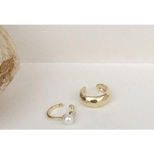 Minimalist Gold Color Asymmetry Small Pear Circle Cuff Fake Earrings Women Girl Simple Earcuff Clip on Earrings Without Piercing