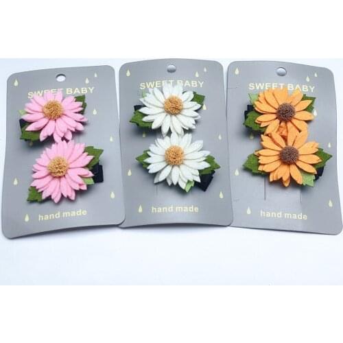 Boutique ins 12sets Fashion Cute Felt Daisy Hairpins Solid Sunflower Floral Hair Clips Princess Headwear Hair Accessories