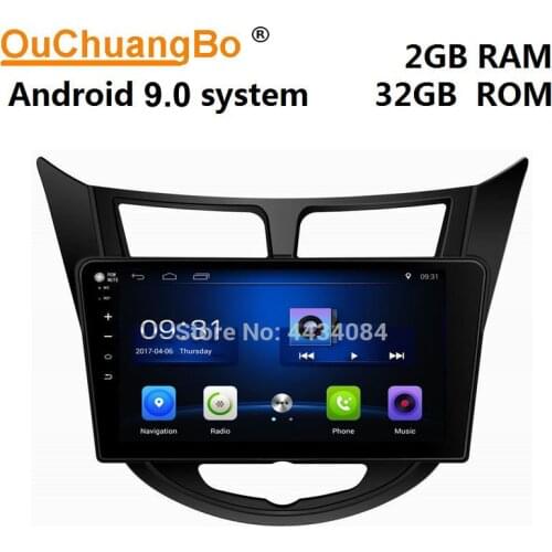 Ouchuangbo car gps audio multi media stereo for Verna Solaris Accent 2010 support USB BT wifi SWC android 9.0 system 4 core