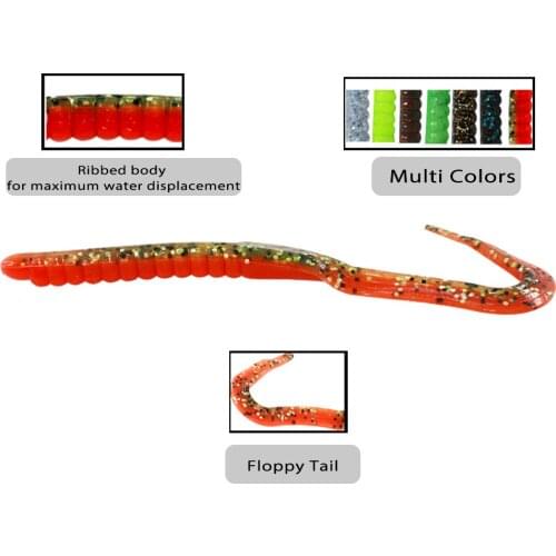 Soft Baits Fishing Lures U Tail Worms Shad 115mm 4.6g 10pcs Bass Zander Texas Rig Fishing Baits