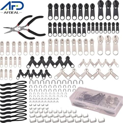 Zipper Repair Kit Universal Instant Zipper Repair Replacement Zip Slider Install Plier Garment Accessories for Bags