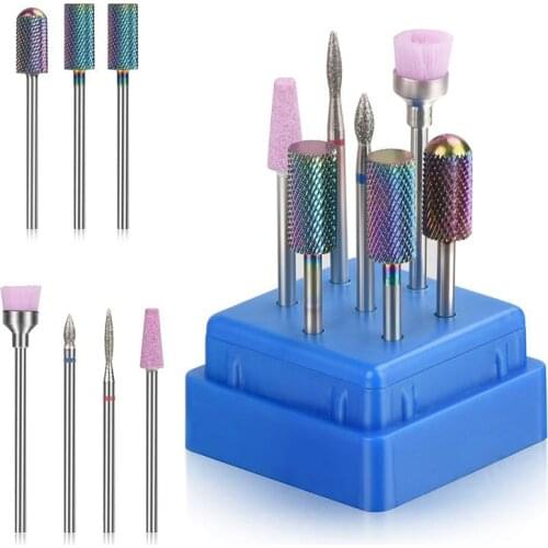 7pcs Nail Art Drill Bits Kit Manicure Pedicure Electric File Tool Manicure Machine Electric Milling Cutter Nail File Accessories