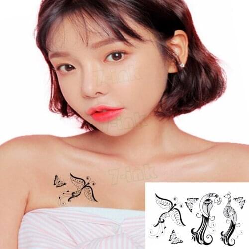 Temporary Tatoo Sticker Phoenix butterfly bird Paper cutting Water Transfer fake tatto stickers flash tatoo for men women kids