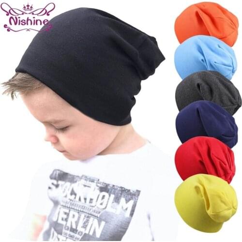 Nishine 1 PCS 19*23 CM Comfotable Soft Knitted Cotton Children Street Dance Hip Hop Hat Fashion Warm Toddler Caps 25 Colors
