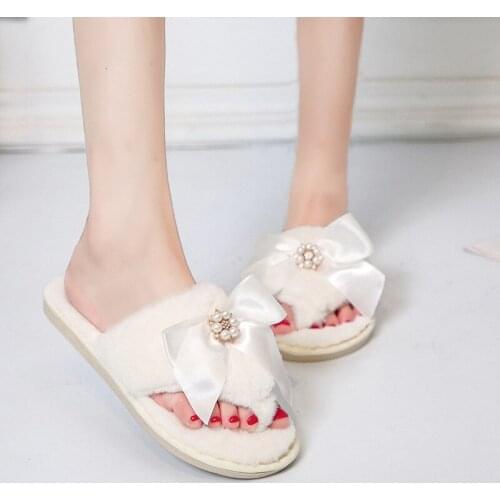 2020 New Woman Cartoon Cute Pink Furry Plush Comfortable Slippers Winter Keep Warm Indoor Home Soft Stuffed Shoes MTX53