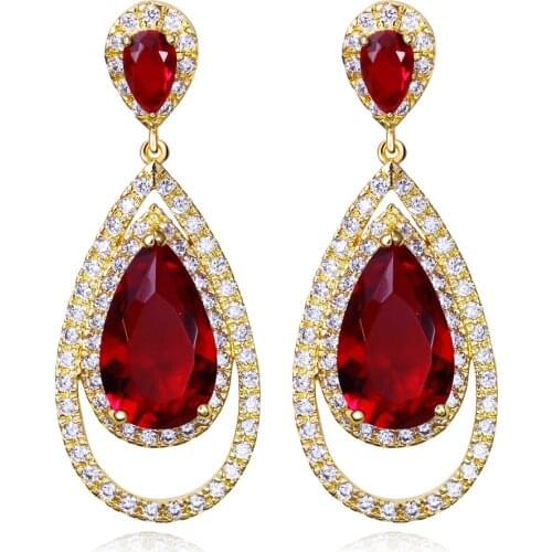 New Luxury Fashion Earrings Setting with Cubic Zirconia Handmade jewelry Color Drop Earrings