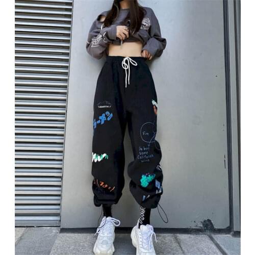 Personality Guardian Pants Women Clothes Spring/Autumn 2021 Loose Binding Feet Thin Wide Leg Pants Casual Hip Hop Sports Trend