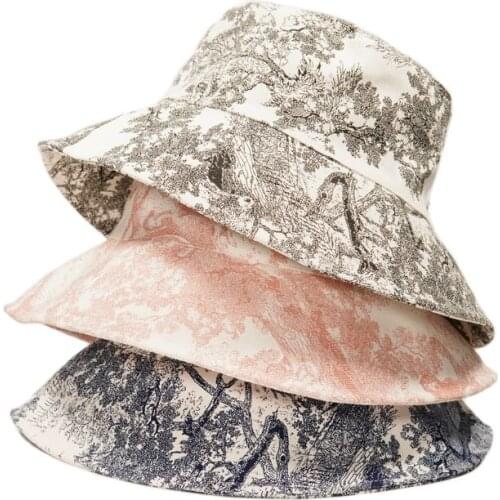 2021 Luxury Unisex Ink Painting Floral Animal Bucket Hat Women Man Tie-Dye Printed Outdoor Fisherman Cap Travel Panama Hats