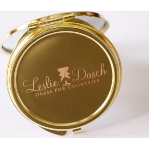 Personalised Gold Compact Mirror 62mm Round Lady handbag Mirrors Engraved Compact Mirror Favors 50pices/Lot
